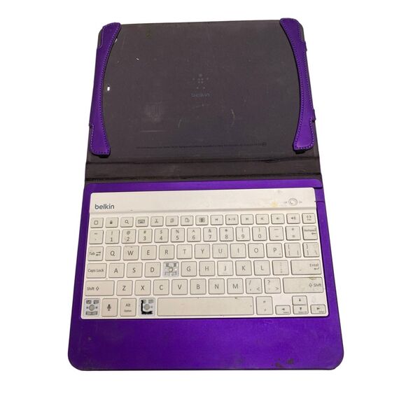 Belkin F5L152 Slim Style Keyboard Case Purple White Untested For Parts - Picture 1 of 10